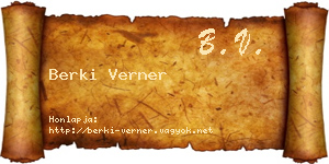Berki Verner névjegykártya